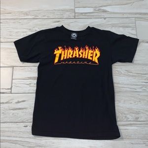 Black flaming thrasher shirt